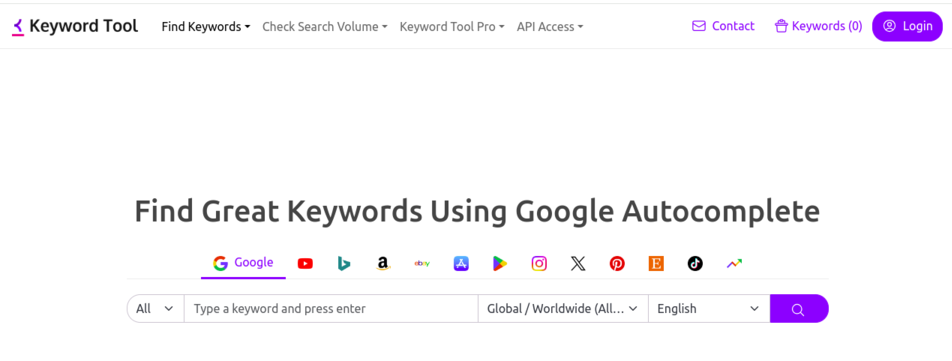 Keywords Tool. Las Mejores Herramientas SEO Gratuitas en 2024